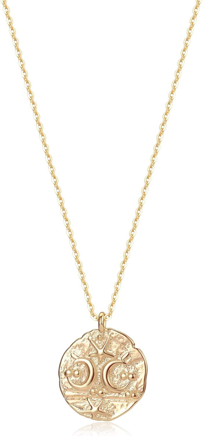 Fettero Gold Necklace for Women 14K Gold Plated Boho Beach Neckalce Charm Starfish Seahorse Conch Ocean Pendant Necklace Adjustable Chain Necklace Beach Jewelry for Women Gift