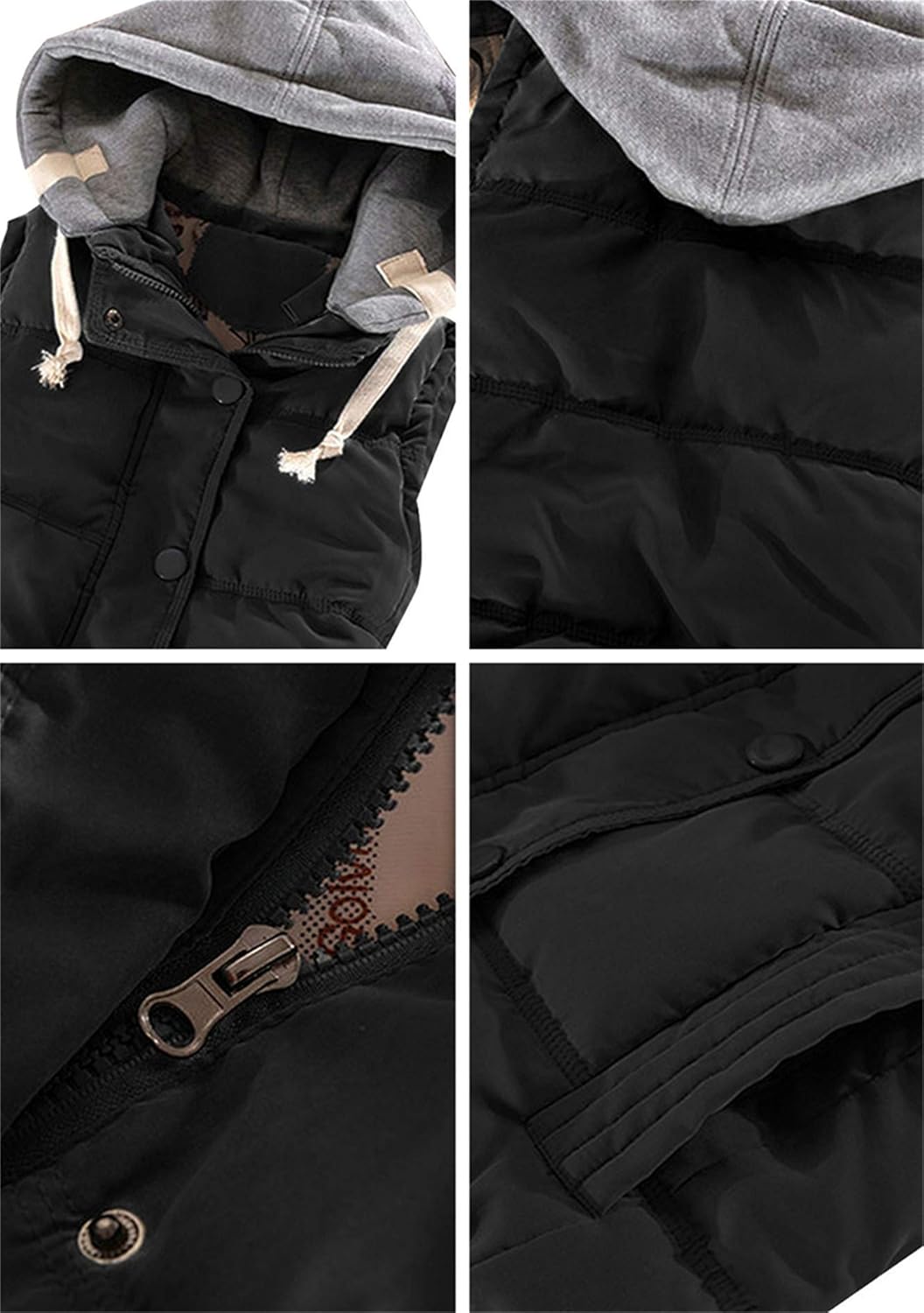 GORIFE Womens Solid Thickened Stylish Hooded Warm Vest Light Weight Fur Hood Trim Winter Down Vest