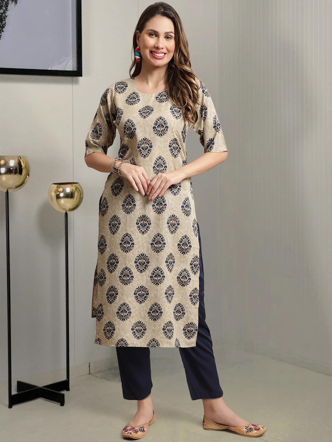 Tee Projekt Crepe Printed Kurta & Pant Set For Women Ethnic Wear Casual Wear Kurta Set