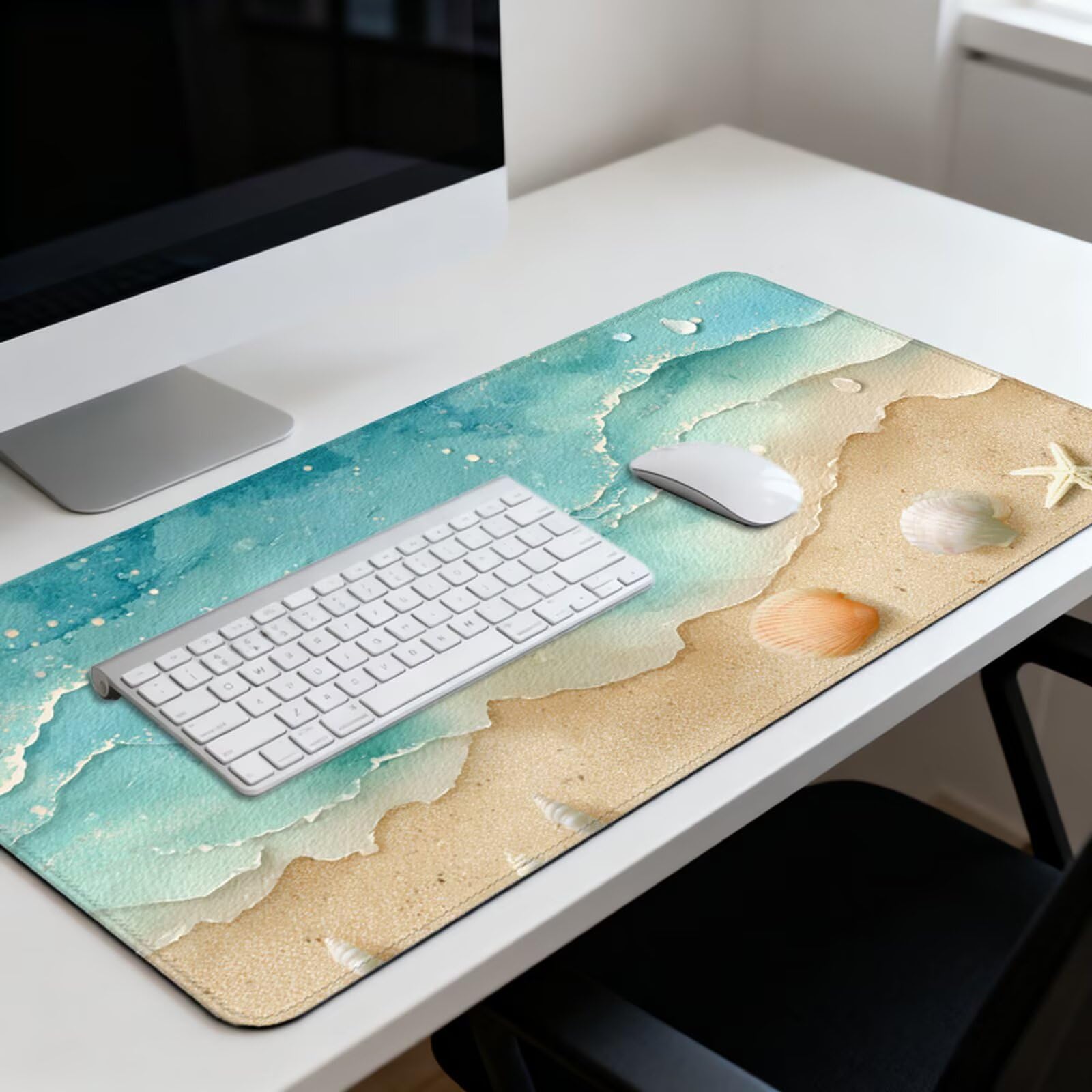 Podkładka pod mysz plażową XXL 1200 x 600 mm, duża antypoślizgowa podkładka pod mysz do gier, akcesoria biurowe, wodoodporna podkładka pod mysz z zamykaną krawędzią do biura, domu i pokoju zabaw