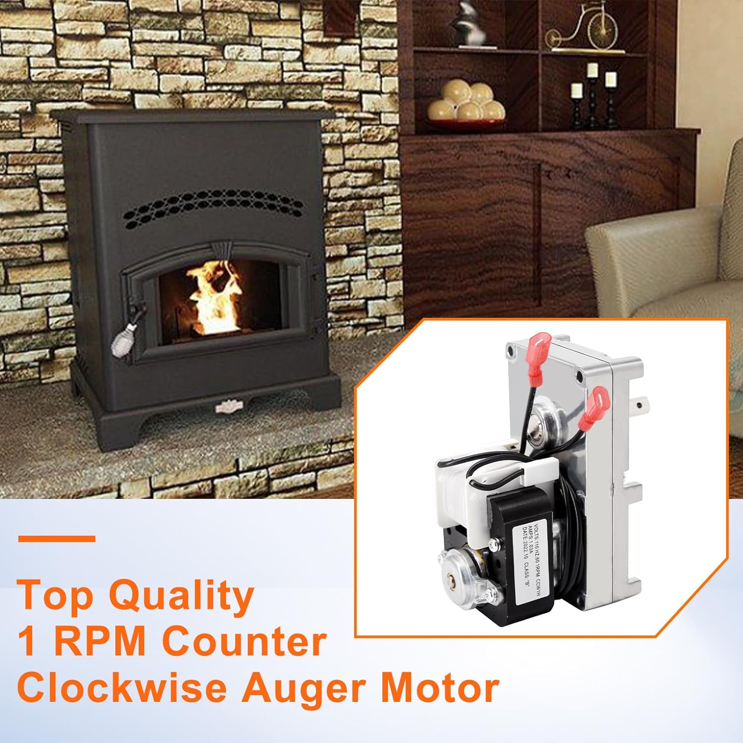 80488 Auger Feed Motor for Vogelzang VG5790 VG5770 Pellet Stove, 1 RPM Counter Clockwise Auger Motor for US Stove American Harvest 6039 6041, King KP130, 5502M Pellet Stove