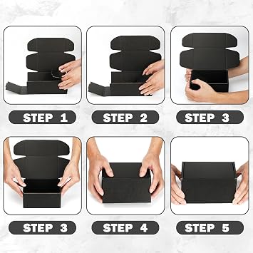Black Shipping Boxes 6x4x3 Inches, 20 Pack