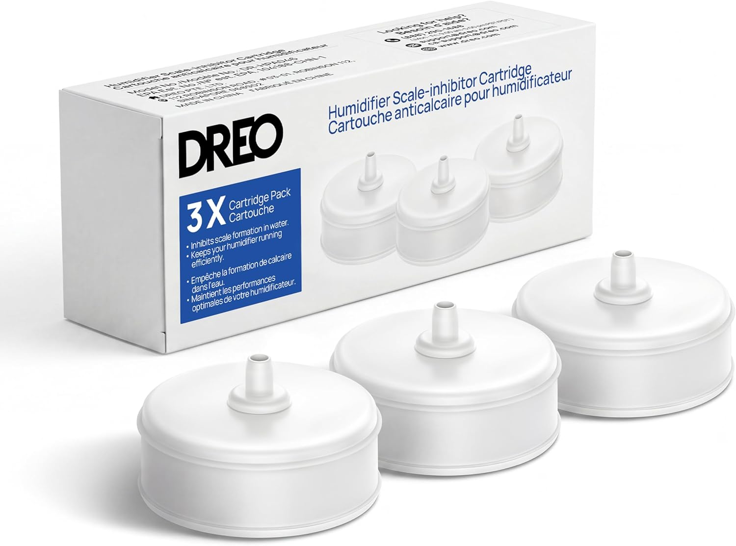 DREO Scale-Inhibitor Cartridge 3-Pack for Humidifier 747S, Prevent Mineral Buildup, Triple-Layer Tech, Extend Humidifier Life, Safe Material