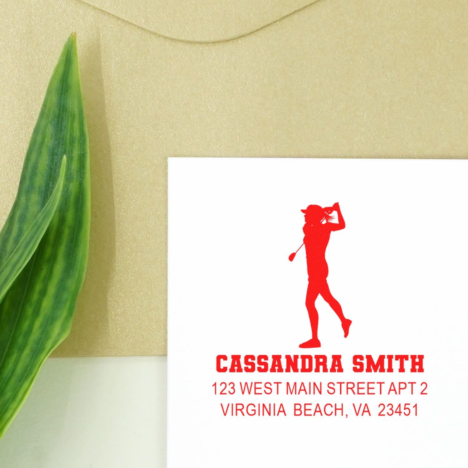Dynamic Golf Silhouette Pre Inked Rubber Stamp - Personalized Rubber Stamp