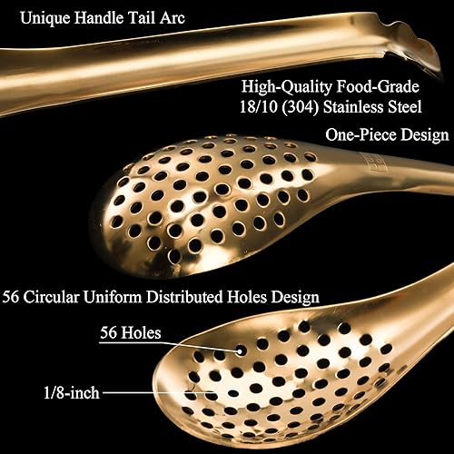 Miniatura 3 de DEAYOU 10 cucharas ranuradas para servir, cuchara perforada de acero inoxidable 1810, cuchara de esferificación de 6.5 pulgadas, cucharas pequeñas