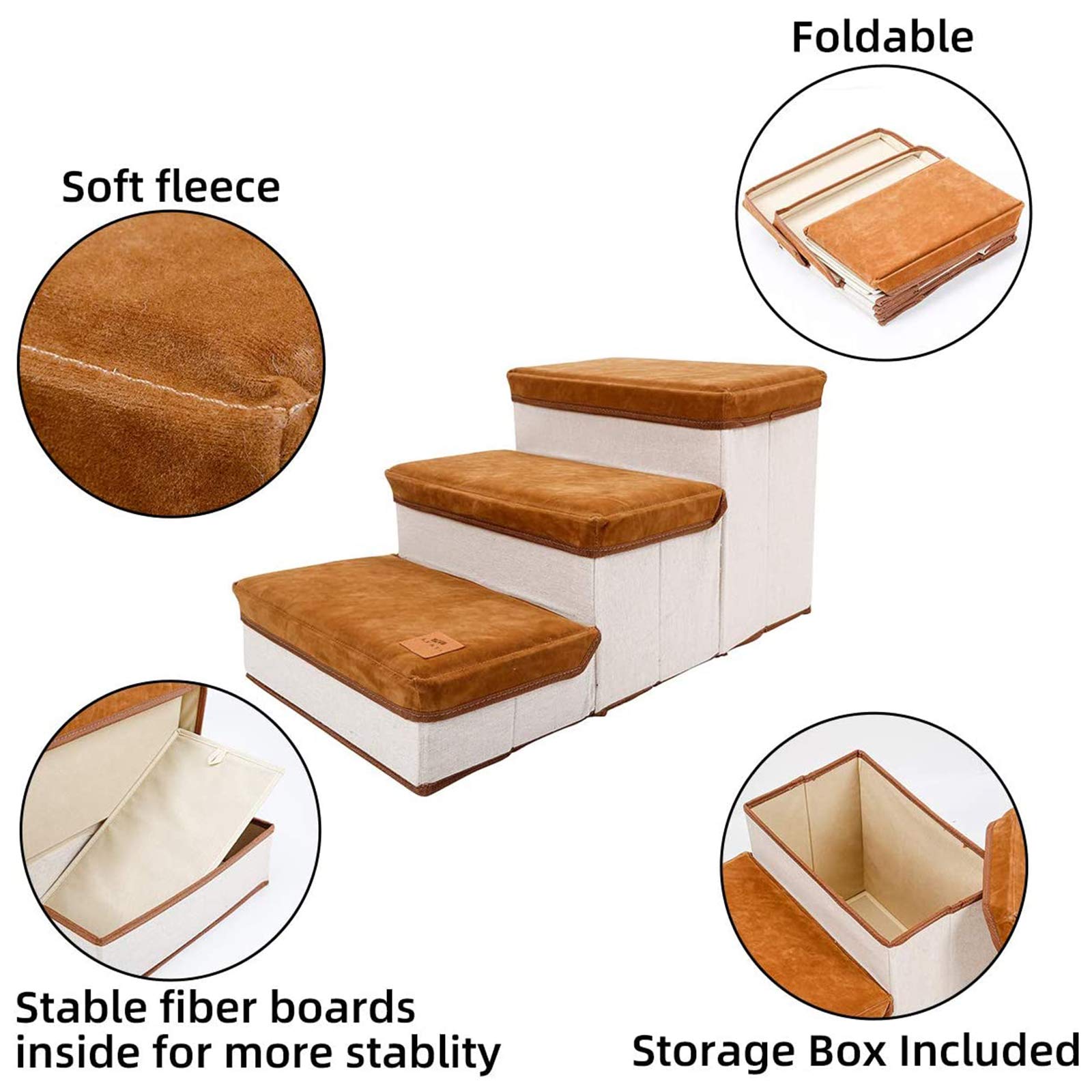 Escaleras Plegables para Perros de 3 escalones, escaleras Plegables de Varios Niveles para Mascotas para Cama Alta para Mascotas pequeñas y Grandes hasta sofá Silla Muebles Coche
