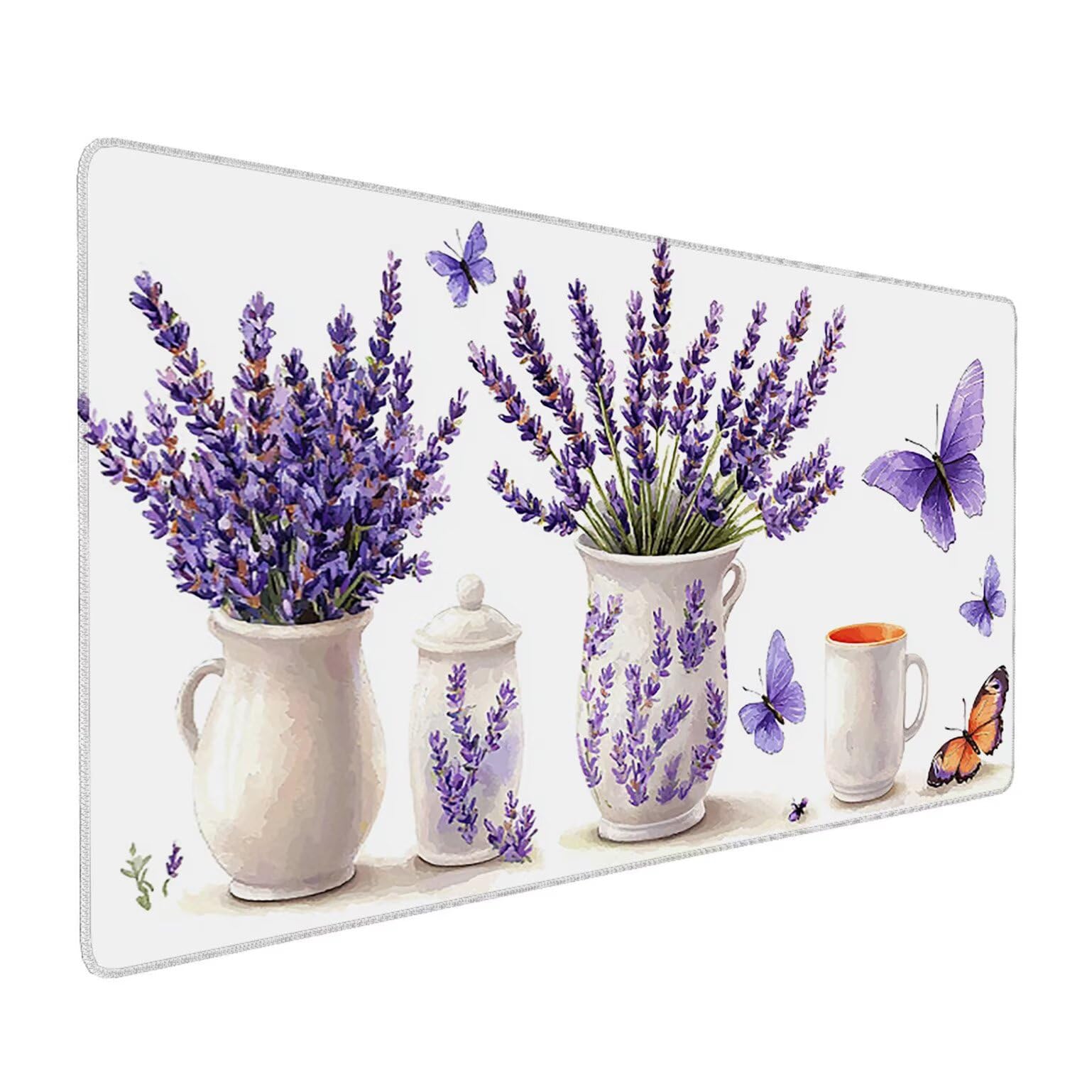 Podkładka pod mysz do gier XXL Mousepad 1000 x 500 mm, duża podkładka pod biurko z antypoślizgową gumową podstawą dla graczy, poprawia precyzję i szybkość (lawendowe motyle) X-935