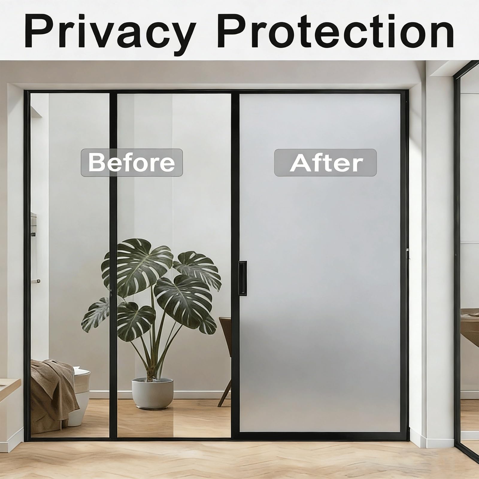 Pellicola per Finestre 150 x 500 cm Senza Colla Statica e con Controllo Privacy Termico Pellicola Smerigliata per Finestre Vetri per Ufficio, Sala di Riunione, Cafe, Opaco puro