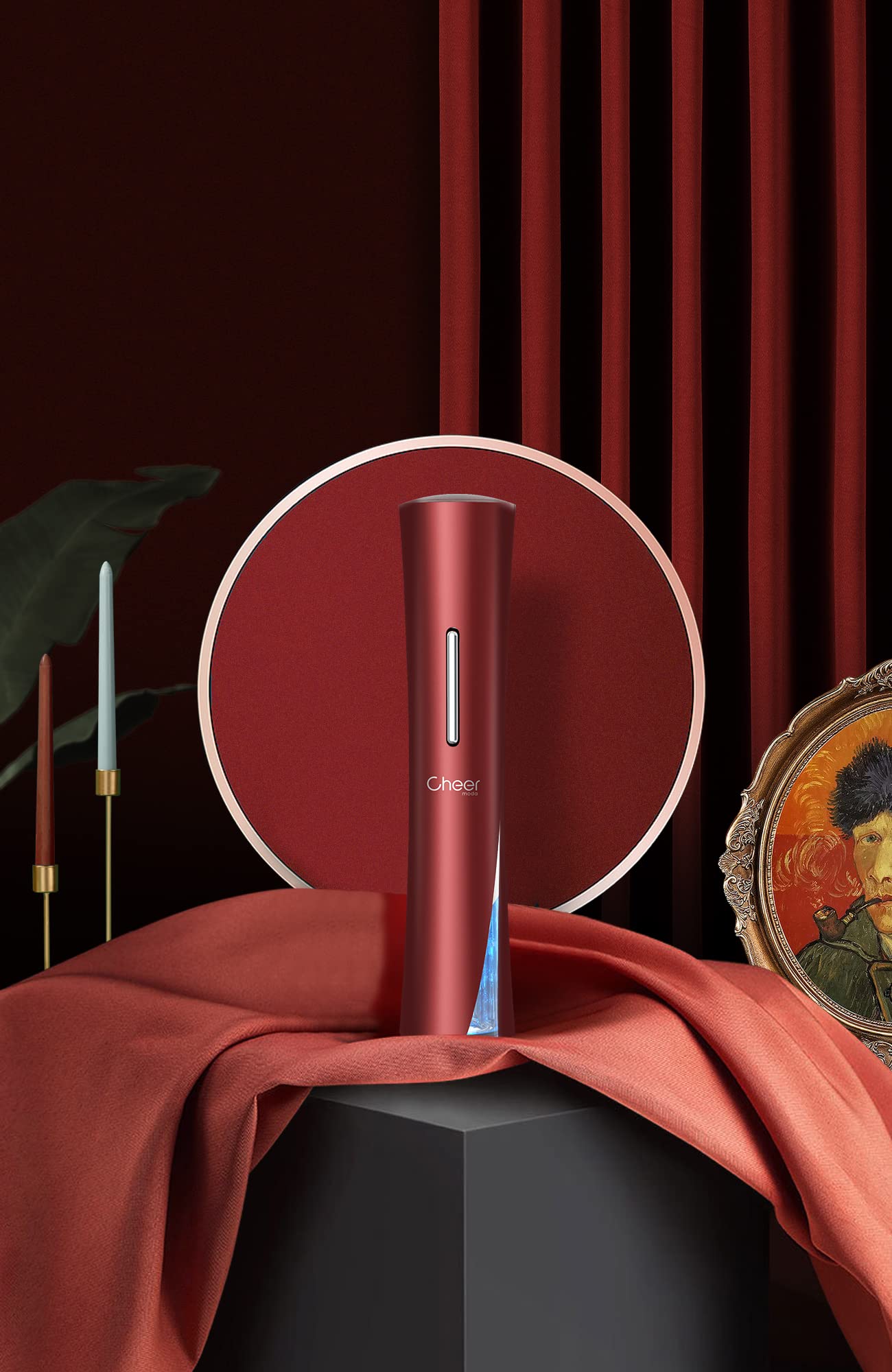 Cheer Moda Skyline - Abridor de vino eléctrico, batería, 275 mm, ABS, color rojo