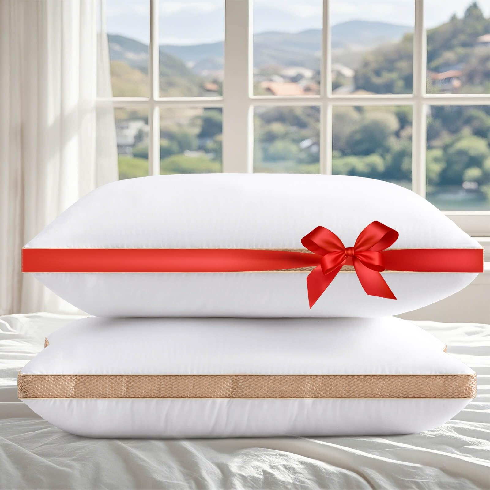 Hotel Pillows 2 Pack, Hypoallergenic for Neck Pain, Luxury Down Alternative for Side and Back Sleepers, Fluffy Soft Standard Size 42 x 70cm