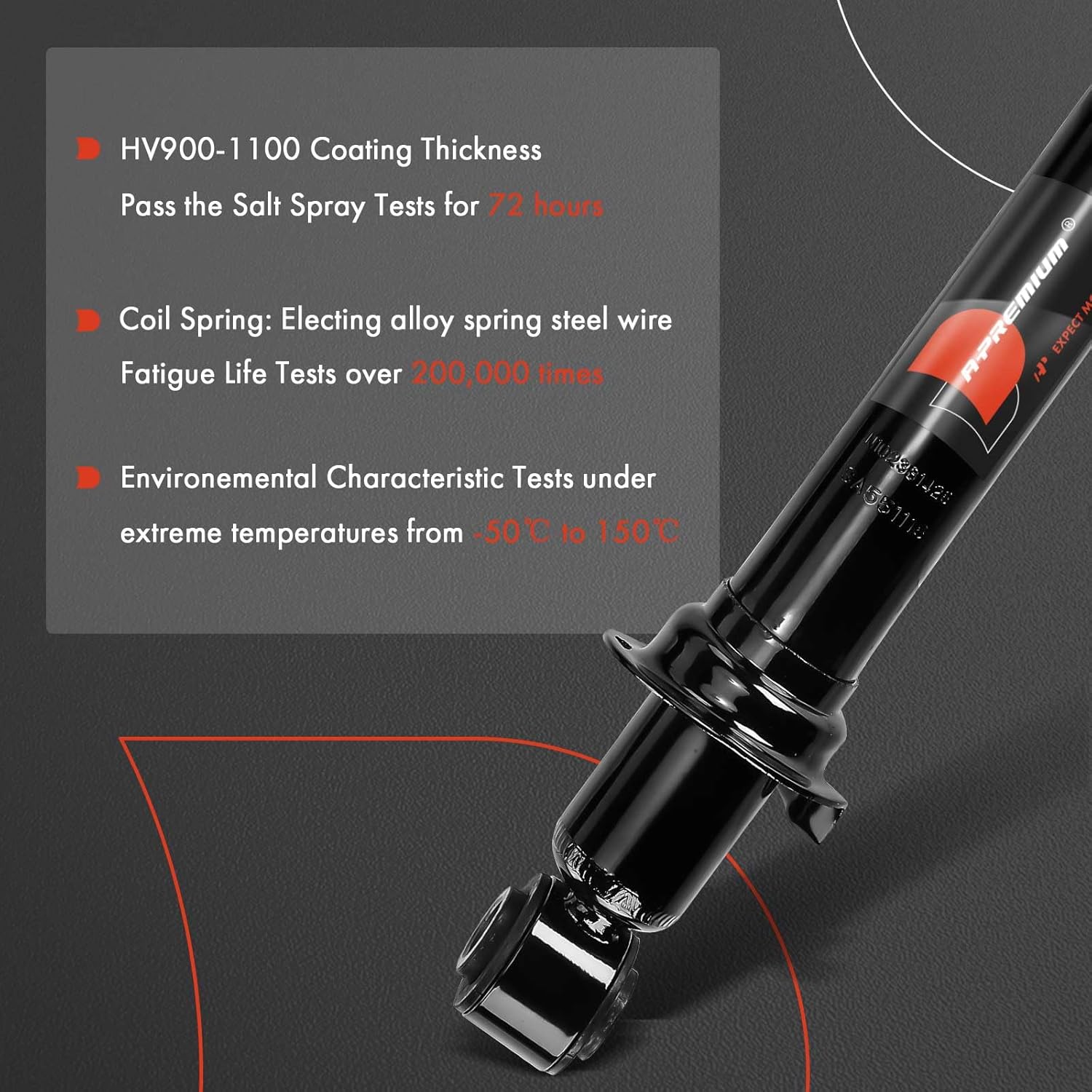 A-Premium Rear Pair (2) Shock Absorber Compatible with Mazda MX-5 Miata 2006-2015, Driver and Passenger Side