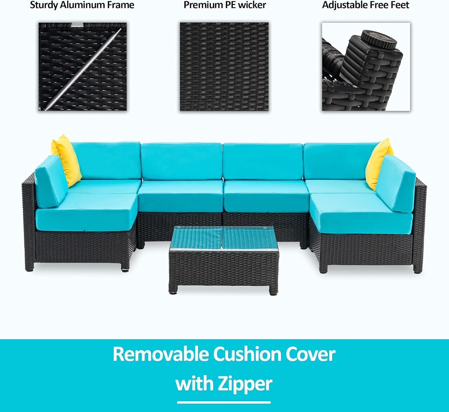 Transform Your Outdoor Space: MCombo 7-Piece Turquoise Wicker Sofa Set Review