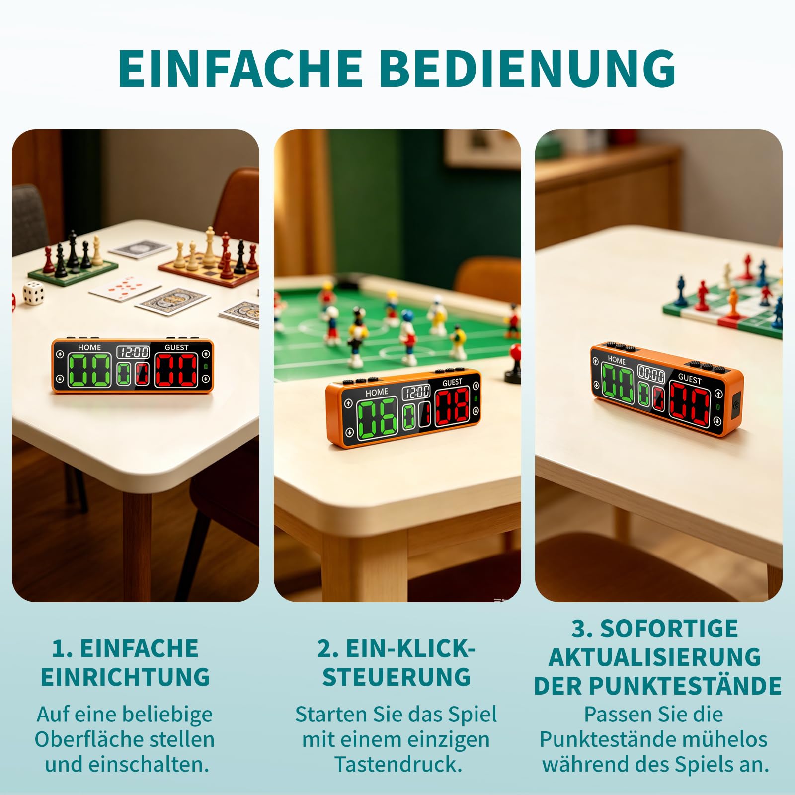 Mini Digital Scoreboard 13x2.35x3.9cm - Tragbare Elektronische Anzeigetafel mit Summer für Turnier-Punktestand, 6-Stellige Anzeigetafel für Tischspiele, Tischtennis, Basketball, Cornhole