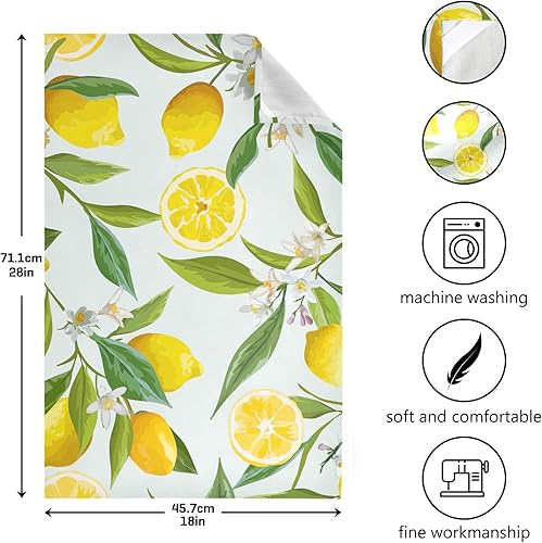 Miniatura 3 de Paños de secado de frutas de limón con patrón floral para platos, toallas de cocina altamente absorbentes de 28 x 18 pulgadas, toallas de mano a