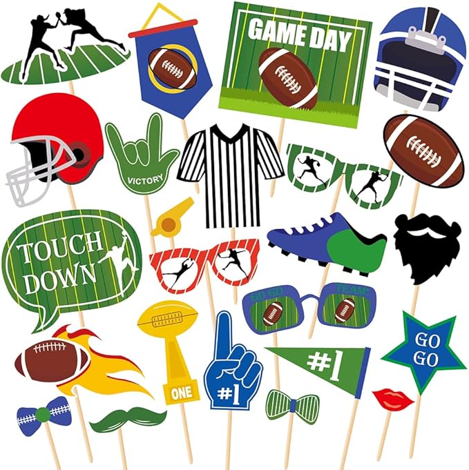 25Pcs Football Photo Props Party Supplies, Super Football