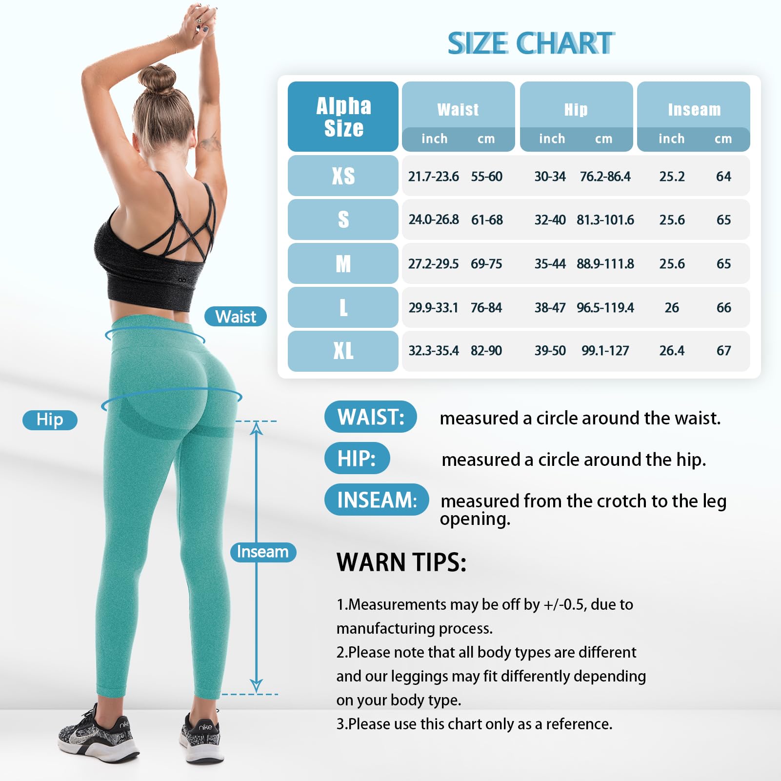 SINOPHANT Sportowe legginsy damskie, wysoka talia, Scrunch Butt Push Up, bezszwowe, elastyczne spodnie do jogi