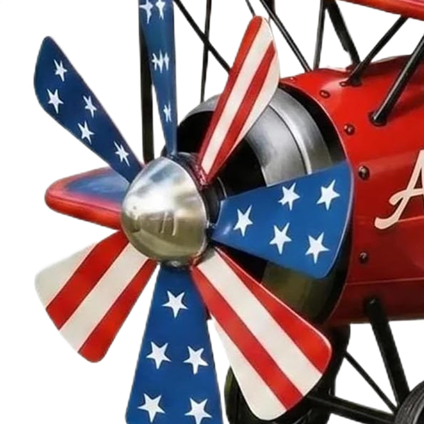 Airplane Yard Wind Spinner - 4th of July Biplane Pinwheel Garden Windmill | Patriotic Outdoor Lawn Decoration Rotating USA for Garden, Patio, Porch, Landscape Decor