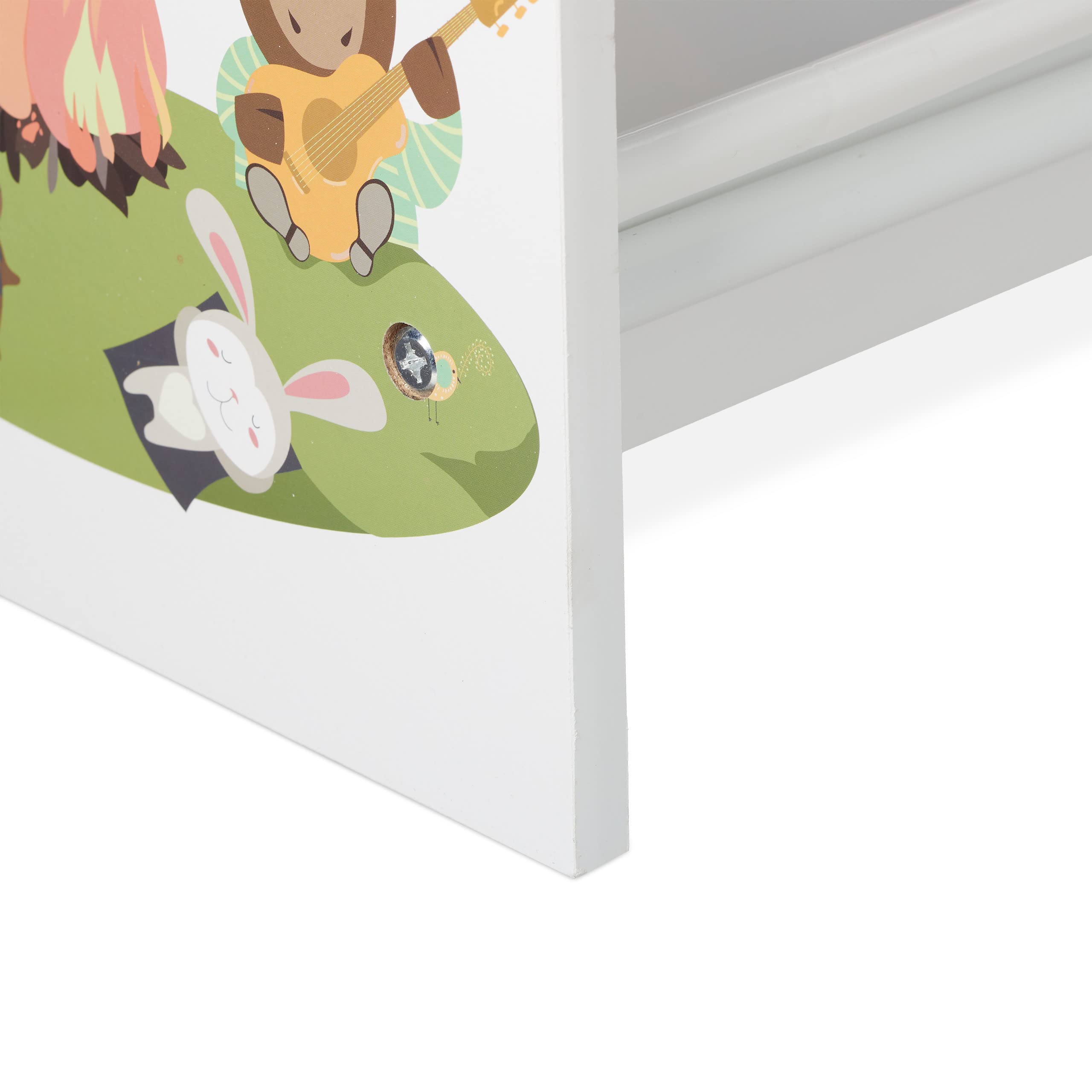 Relaxdays Scaffale Porta Giochi, 9 Scatole, Design Anilmali e Falò, MDF, Plastica, Organizer 67 x 65 x 31,5 cm, Colorato