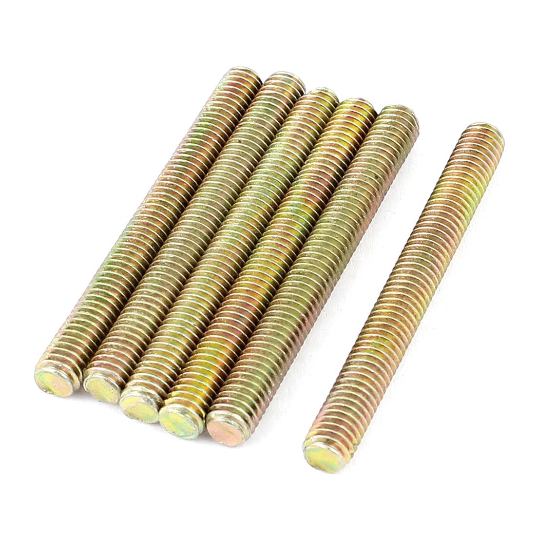 sourcing map 1mm Pitch M6 x 55mm Male Threaded Rod Bar Bronze Tone 6 Pcs