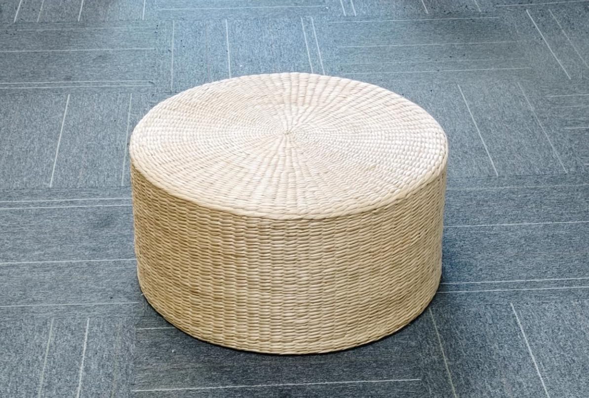 Cojín de asiento plano de paja de punto acolchado hecho a mano, de estilo japonés, hecho a mano, ideal para zen, práctica de yoga o meditación de Buda, Cojines Grandes (23.6 x 11.8 pulgadas)