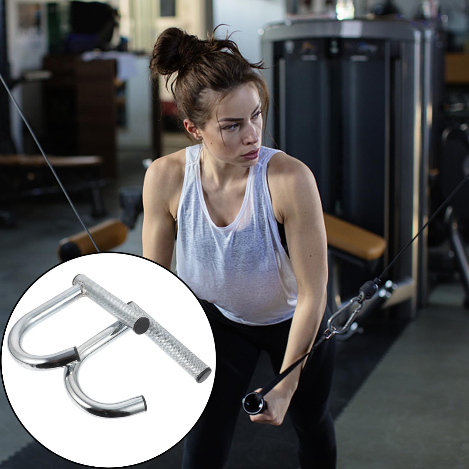 FOMIYES Maniglie per Fasce di Resistenza in Acciaio 2 Pezzi, Accessori per Allenamento Fitness Presa Antiscivolo, Supporto per Esercizi Funi di Tensione in Palestra a Casa