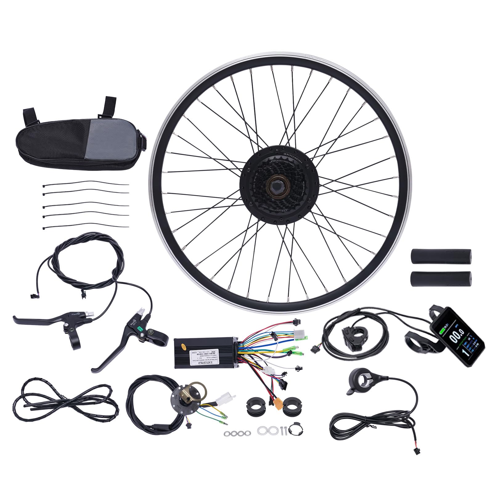 Electric Bicycle Motor Kit Front/Rear Wheel Bike Modification Kit E-Bike Front/Rear Wheel Conversion Kit with Display for Assembling and Modifying The Rear/Front Wheels