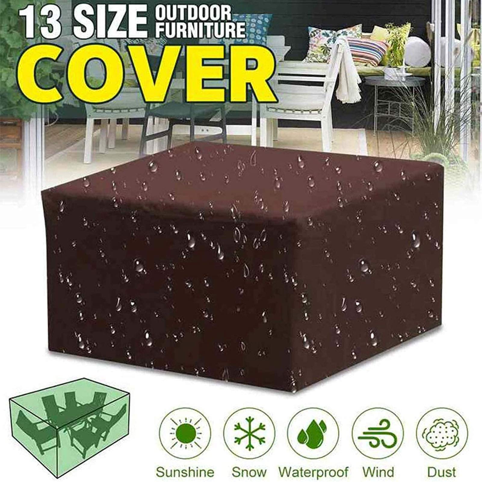 Fodere per mobili da Giardino Antivento 270x180x89cm, Fodere per Patio Impermeabili, Fodere per mobili da Esterno, Pioggia e Neve Antipolvere Antivento durevoli e comode