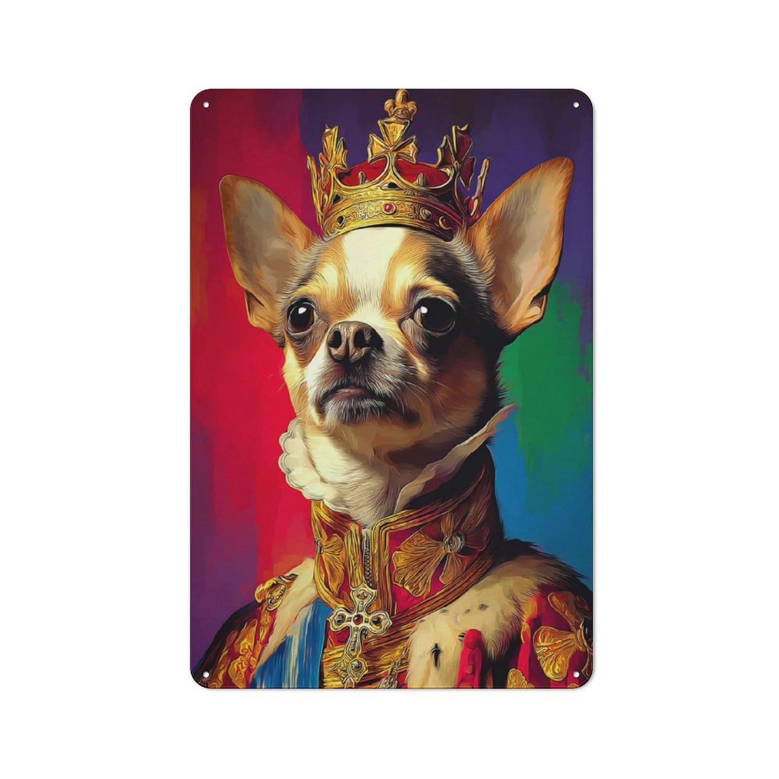 Retro Metal Sign with Royal Canine Majesty Portrait -10 Design 30x20cm, Nostalgic Vintage Wall Decor for Kitchen, Hallway, Bar Or Small Cafe