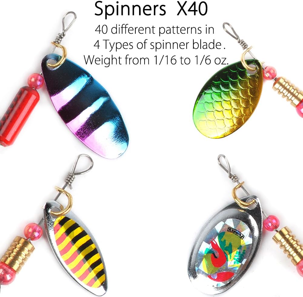 Dr.Fish Fishing Tackle Bag Loaded 5 Boxes 60 Fishing Lures Kit Crankbaits Spinners Roostertail Salmon Spoons Soft Plastic Shad Swimbiats Green : Sports & Outdoors