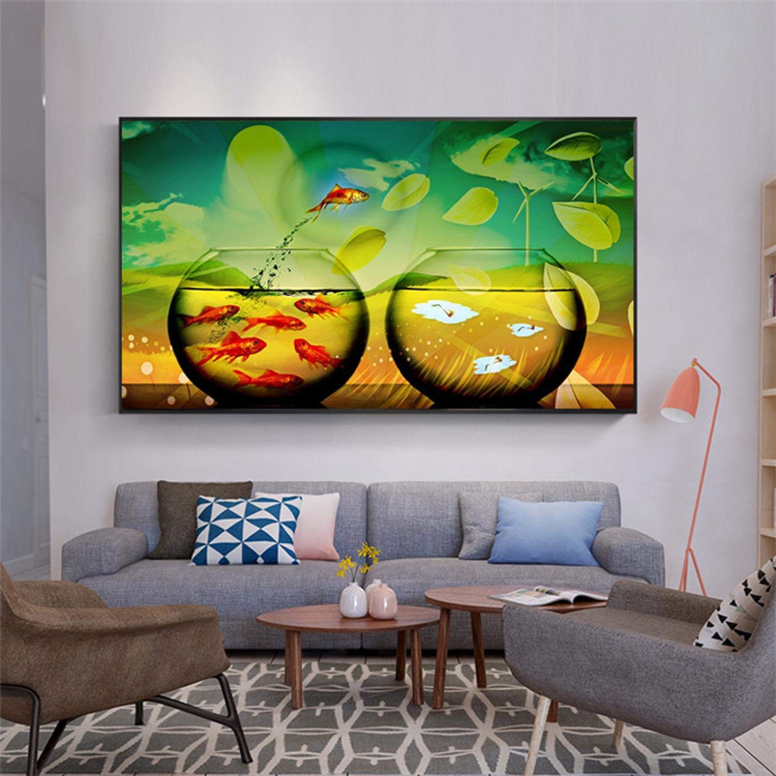 Peinture requin poisson rouge affiches animaux abstrait mur - 6