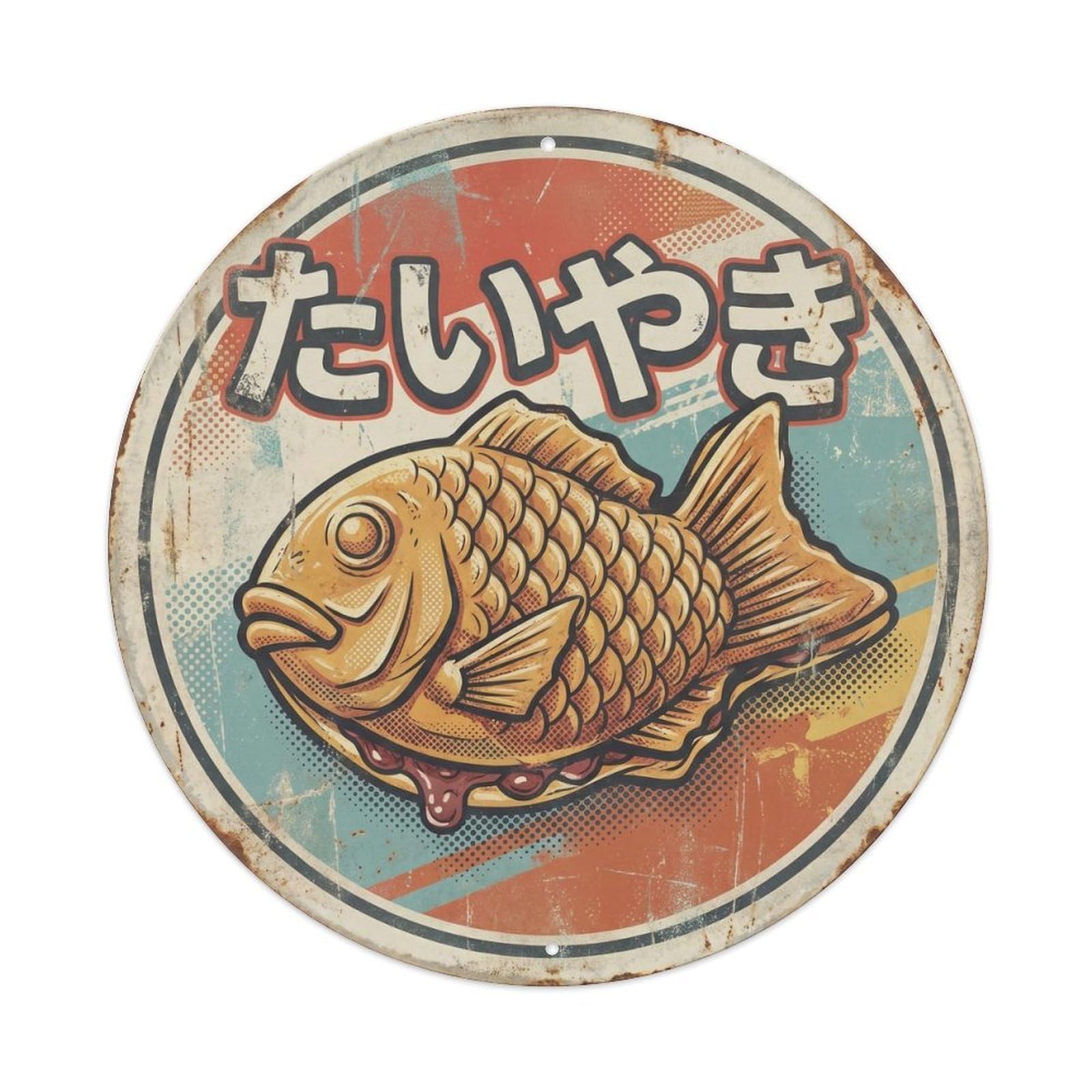 Wagashi Snack Taiyaki Japanese Dessert Bold Graphic Metal Tin Sign