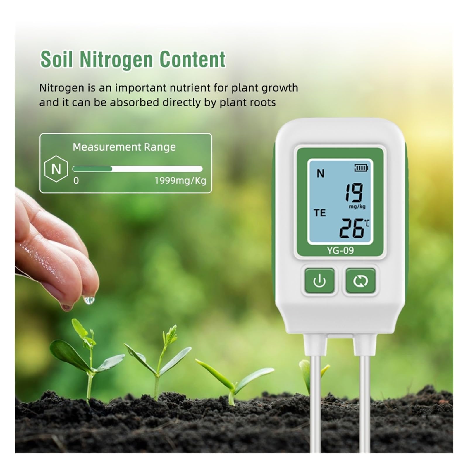 Medidor ph Tierra, Analizador de suelo con doble aguja, detector de nitrógeno, fósforo y potasio, comprobador de fertilidad for jardín.
