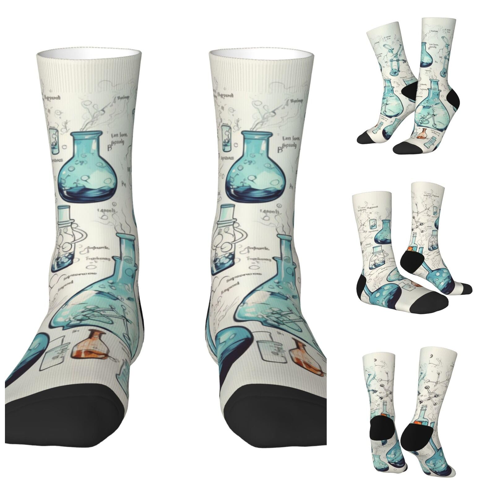 LZQPOEAS Chemistry Print Athletic Socks Unisex Cushioned Crew Socks Hiking Running Calf Sock Soft Above Ankle Sock
