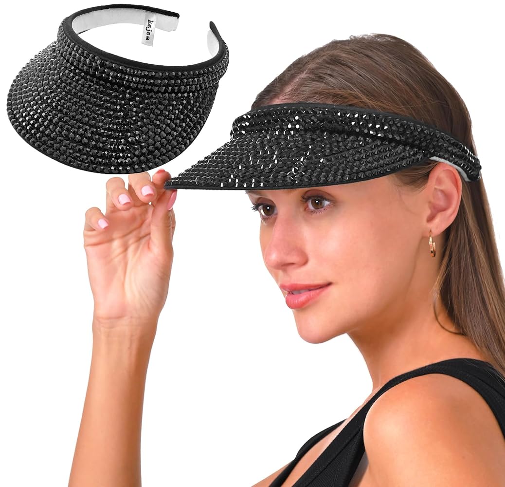 Women Sun Visor Hat Bling Crystals Summer Cap Shiny Women Sun Visor Hat Bling Crystals Summer Cap Shiny