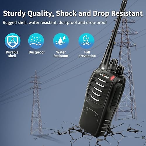 Vista 5 de Walkie Talkies de largo alcance: MaxTalker MT-8S Paquete de 10 Walkie Talkies recargables para adultos