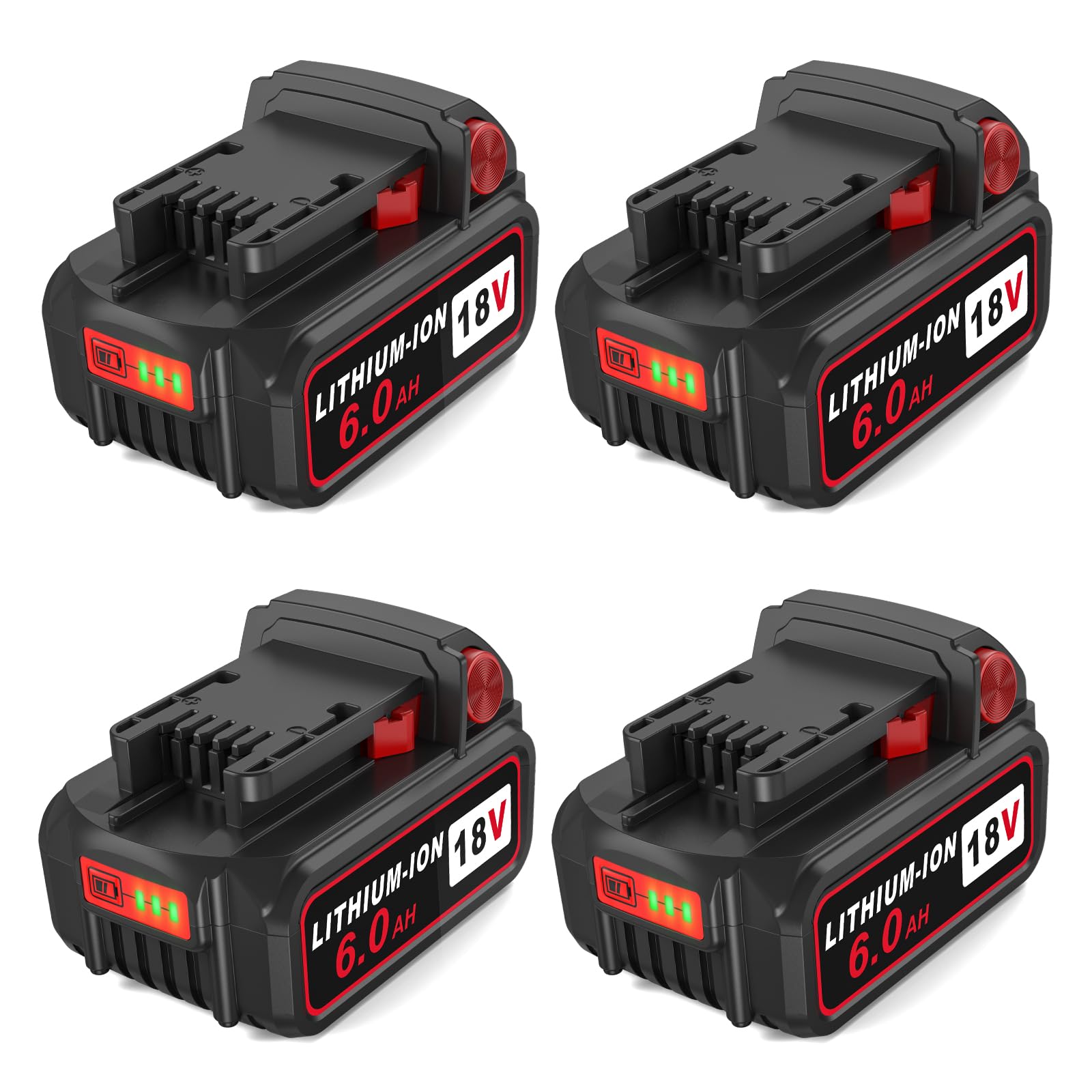 4 Pack 18V 6.0Ah Lithium Ion Battery Replacement for Milwaukee m-18 Batteries 48-11-1840 48-11-1850 48-11-1860 48-11-1830