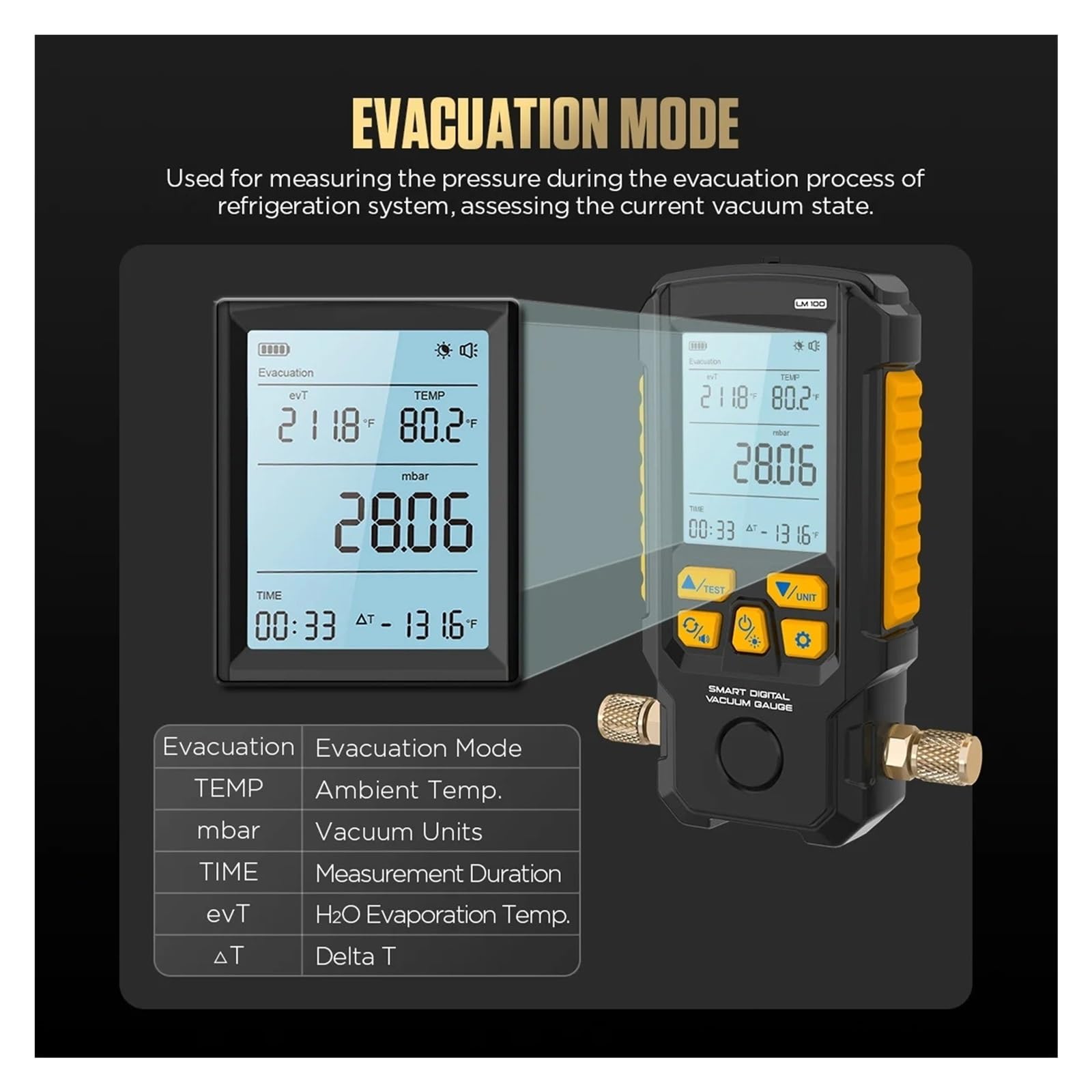 Medidor de presión digital inteligente LM100 0 a 2000 mbar con sensor temperatura,Modulación de precisión