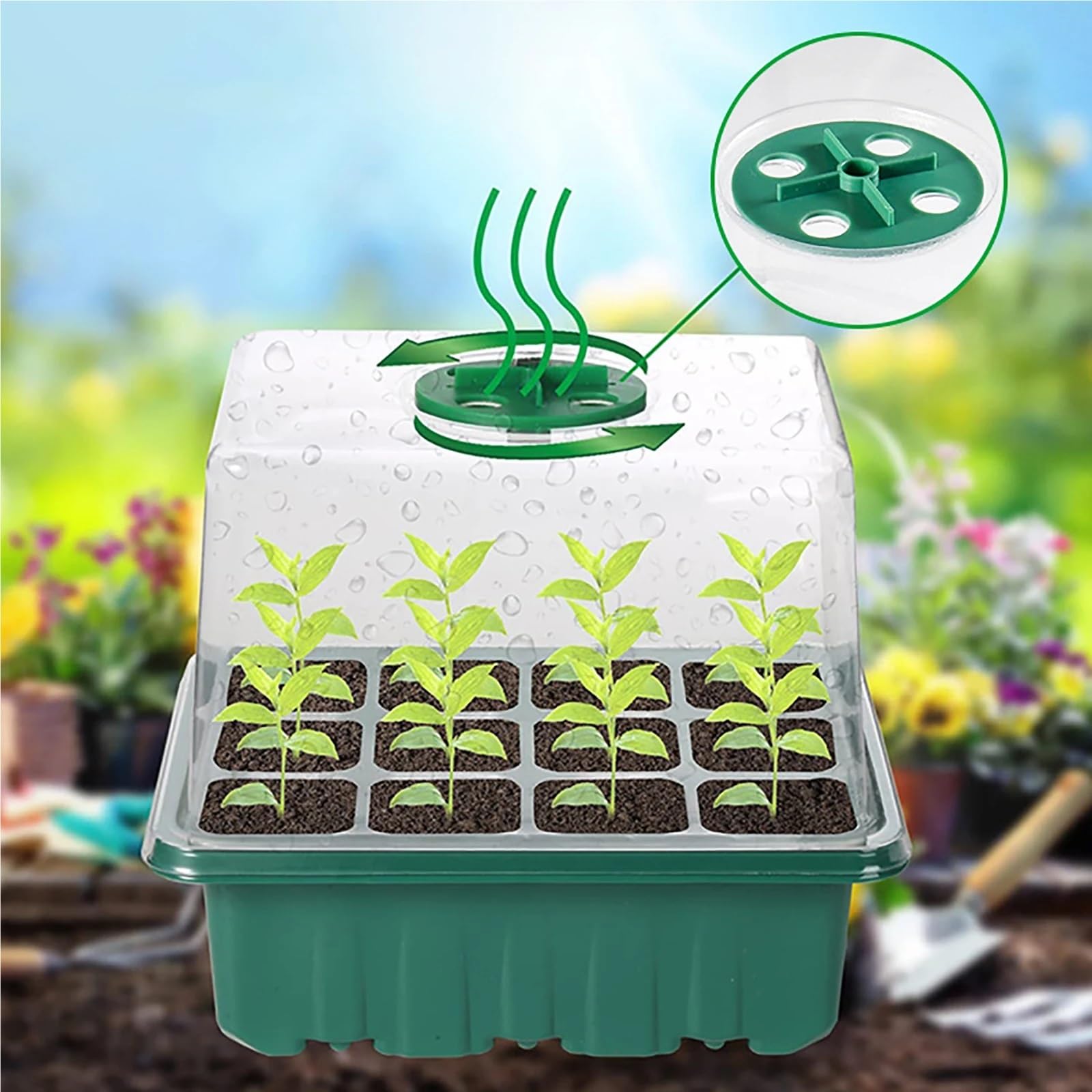 Anzuchtschale Grow Light 6/12 Löcher Samen-Starterschalen Pflanzkasten Sämling Keimung Indoor-Gartenwerkzeug für Pflanzen(Light Grey)