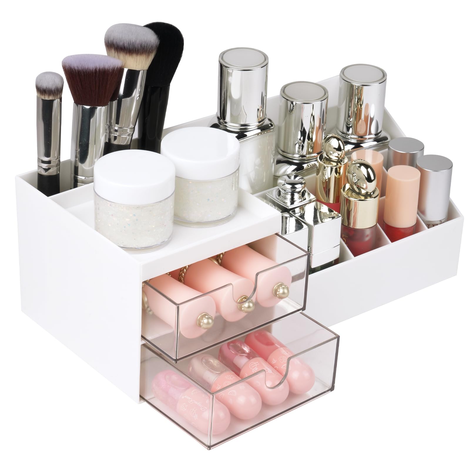 URAQT Porta Trucchi Organizer Con Cassettini e 10 Scomparti Di Diverse Dimensioni, Box Portatrucco Adatto per Gioielli, Spazzole, Rossetto