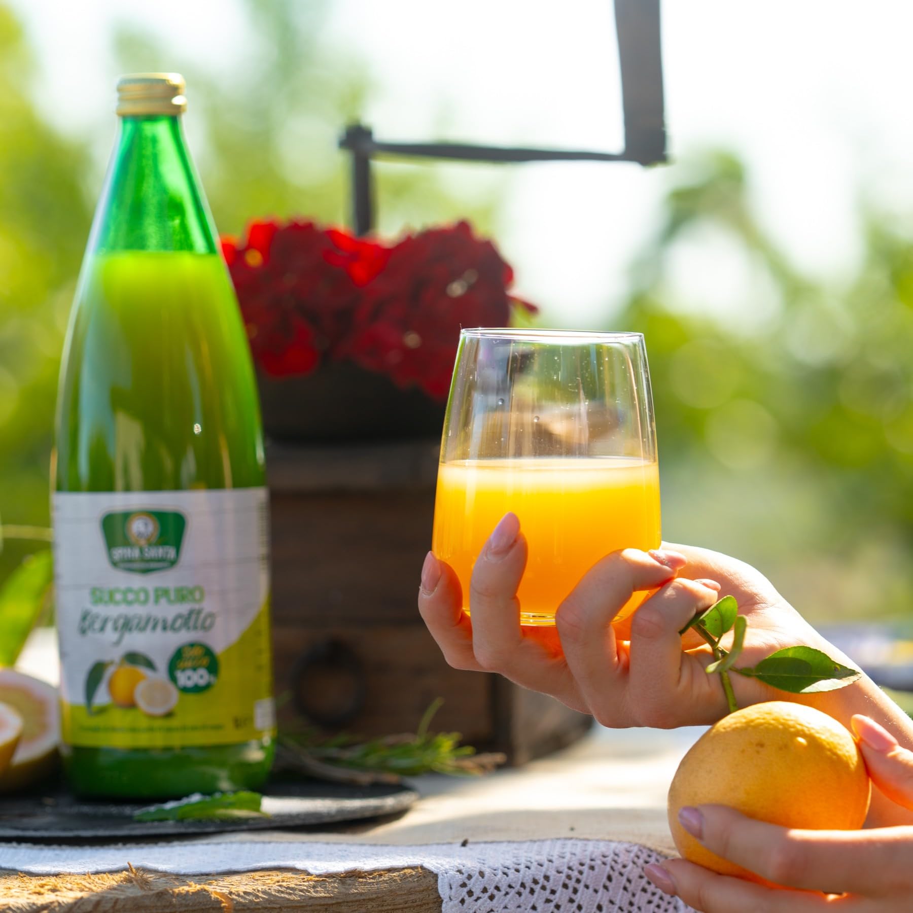 6 Bouteilles Jus de Bergamote Pur 100% - 1L Spina Santa: Goût et Bien-être de Calabre