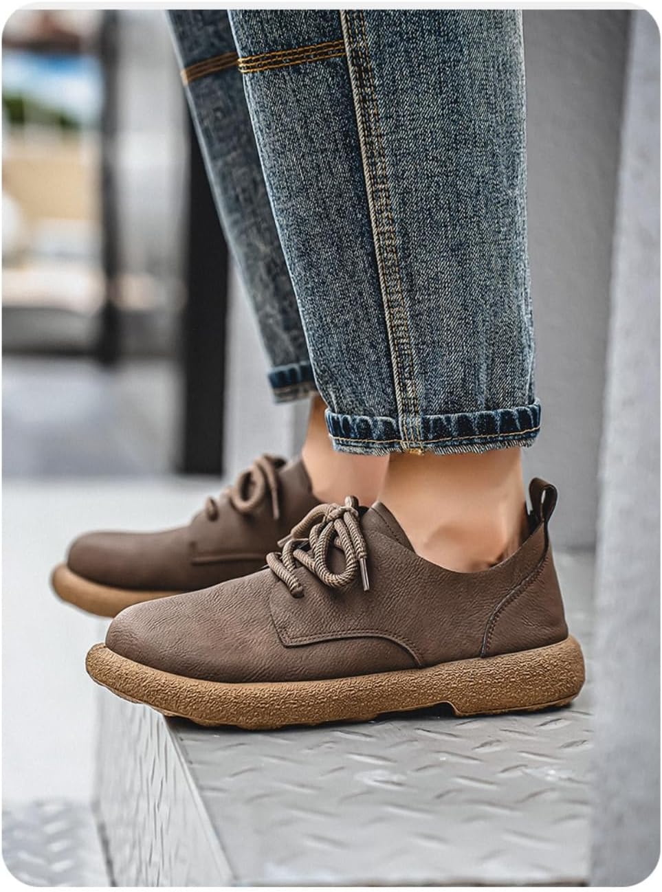 Men's Wide Toe Box Barefoot Shoes, Casual Everyday Orthopedic Ankle Chukka Boots Outdoor Comfortable Walking Sneaker