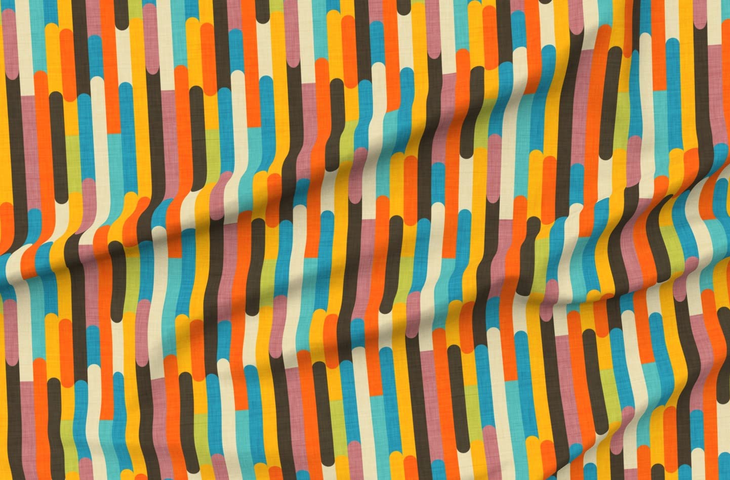 Spoonflower Fabric - Retro Mod Abstract Geometric Color Blocks Complementary Colors Modern Printed on Organic Cotton Sateen Fabric by The Yard - Sewing Quilting Apparel Home Decor