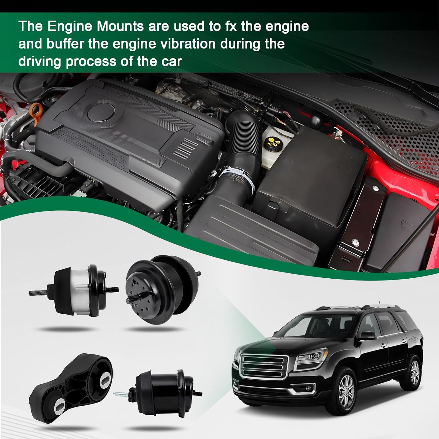 SCITOO Motor Mounts Compatible for 2009-2017 for Buick Enclave 2009-2017 for Chevrolet Traverse 2009-2016 for GMC Acadia