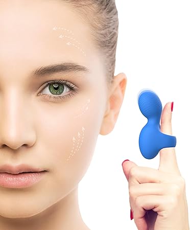 Mini-Ring Face & Eye Handheld Massager, Powerful Massage Tool, Multifunctional Waterproof Portable Eye, Jaw, Finger and Body Massager, Relieves Facial Muscle Fatigue and Pain - Blue