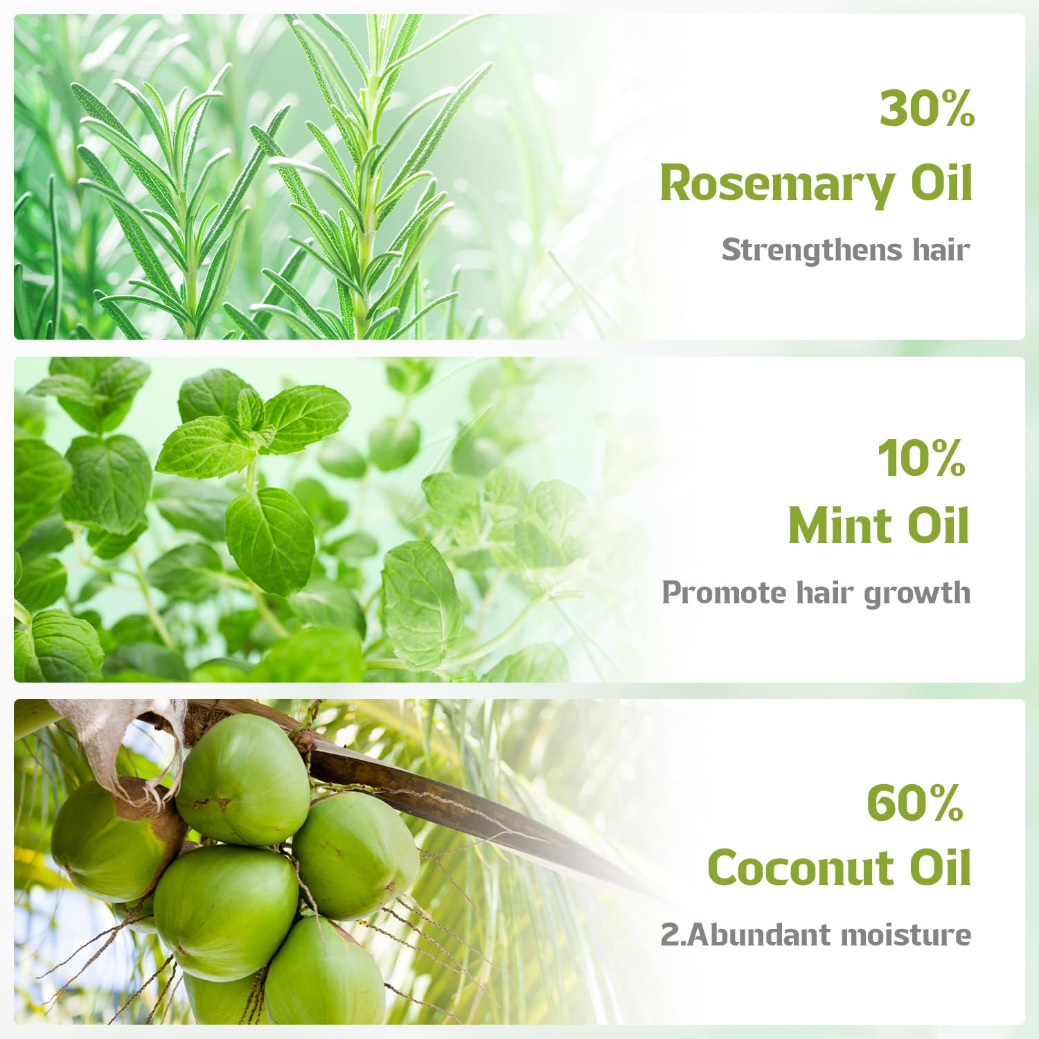 Rosmarinöl Haare, Haaröl für Männer Frauen 2oz 60ml, Rosemary Mint Kopfhaut Serum, Haarstärkungsöl für gesundes Haarwachstum