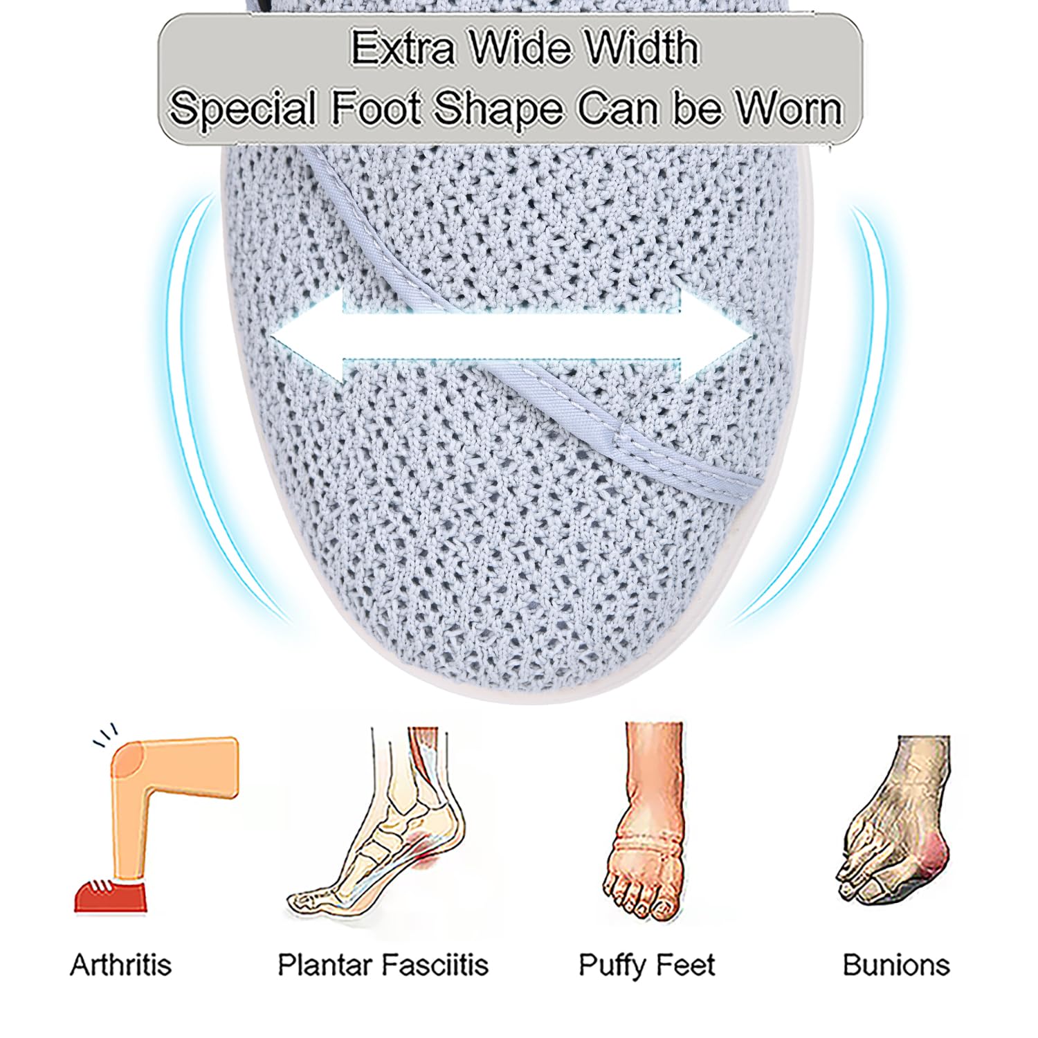 Scarpe da Ginnastica da Passeggio Extra Larghe Facili da Indossare E Togliere con Memory Foam Scarpe Ortopediche in Rete Traspirante per Anziani con Piedi Gonfi Edema E Memory Foam (A14970)