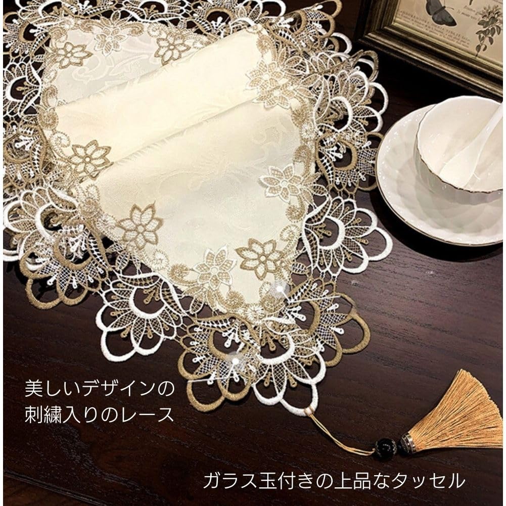 年末SALE！アンティークレース　ポワンドヴェニス　テーブルランナー　ショール フランスアンティーク風のテーブルランナー、手刺繍風の華やかな