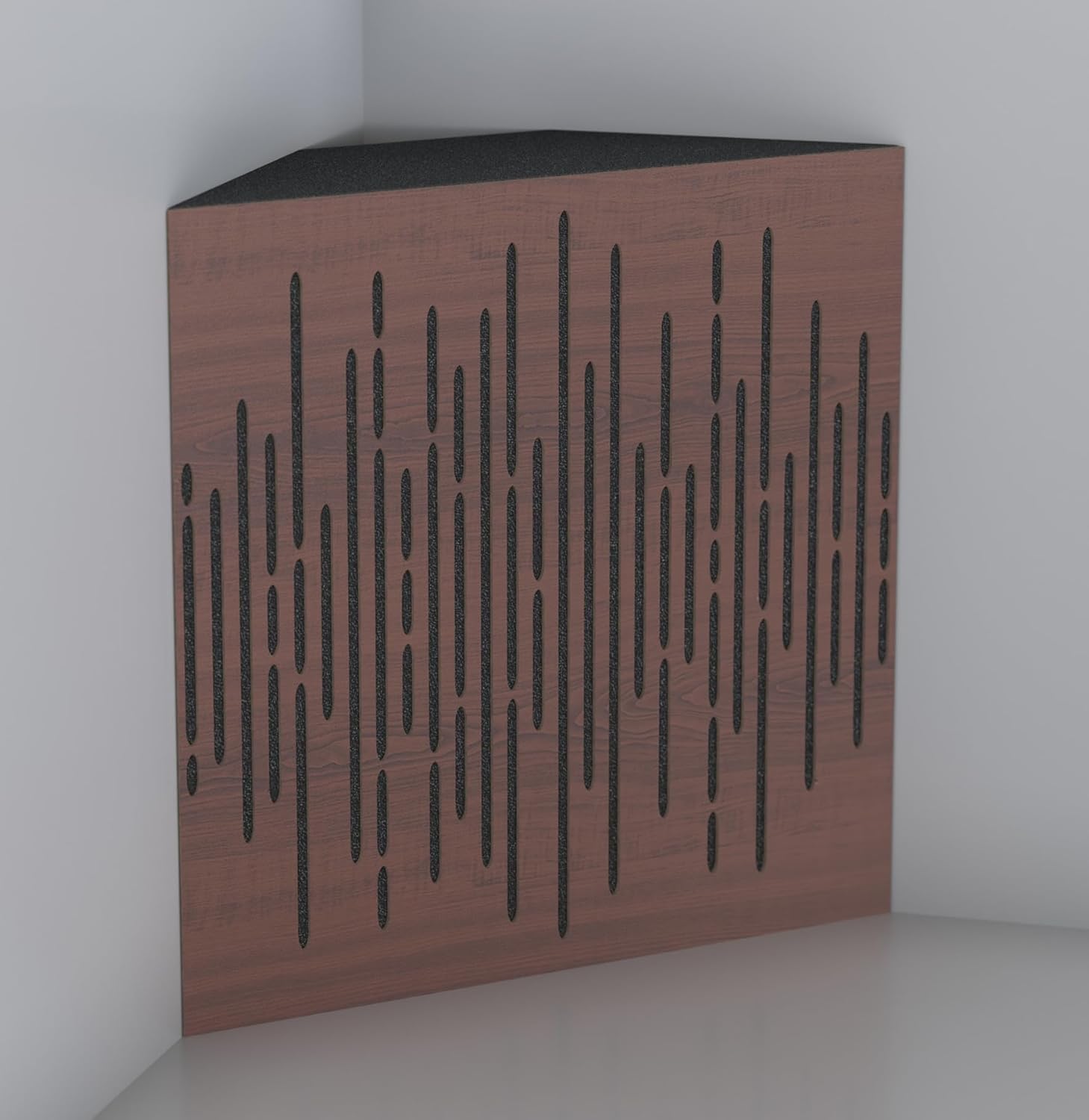 2-Pack — Acoustic Corner Bass Trap | 50x50cm | Audio Soundproofing Record Studio Treatment | Absorption - Diffusion - Reflection | Color: (Nut, x2 WAVE-150mm)