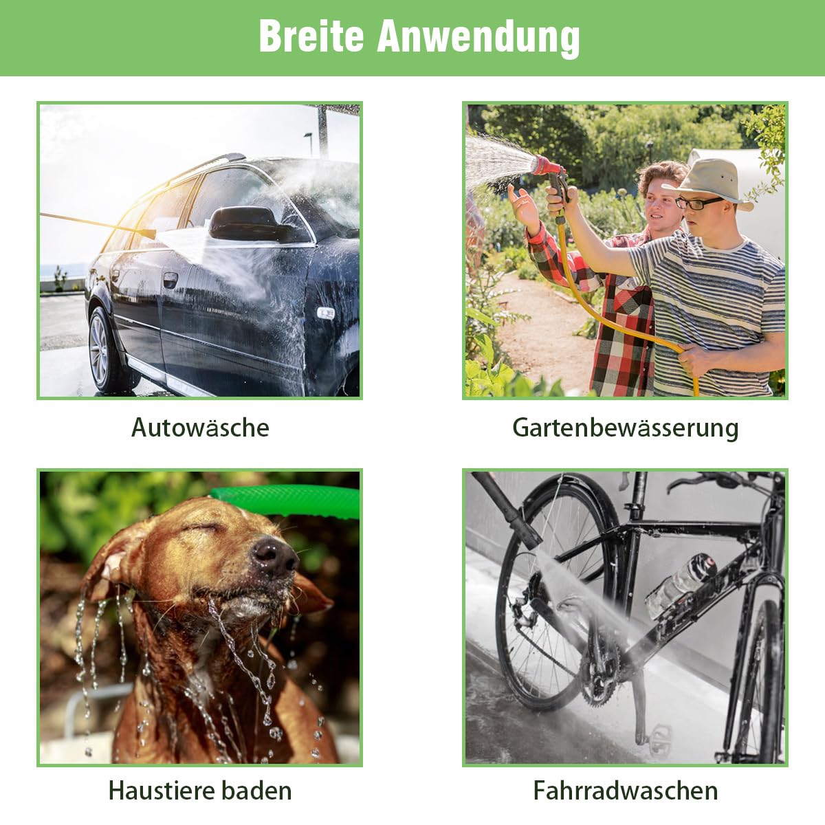 RELAX4LIFE Schlauchwagen für 61m 3/4" (19 mm) Schlauch, Gartenschlauchwagen Metall, Fahrbare Schlauchtrommel mit Ø 25cm Reifen 188 cm Anschlusschlauch, Schlauchaufroller für Garten, 71x53x96,5cm, Grün