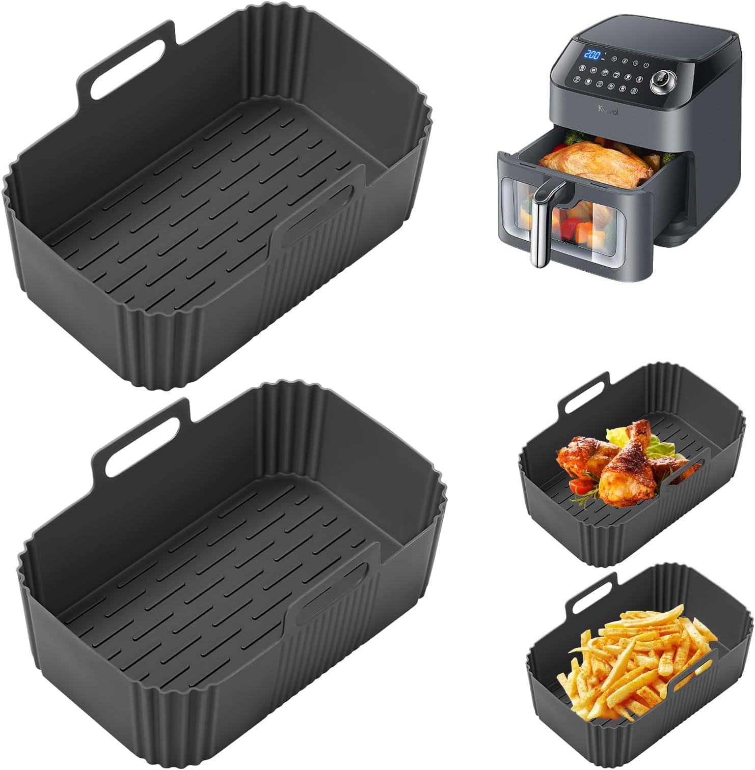 2 Stück Silikon Spritzschutz für Ninja Foodi Max Dual Zone AF400EU and